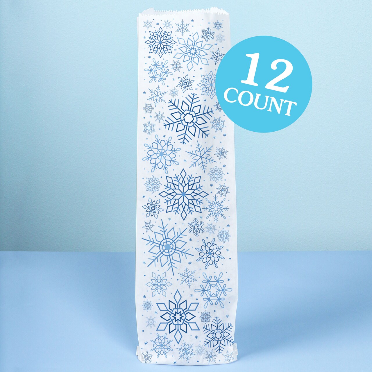 Big Dot of Happiness Blue Snowflakes Wine Gift Bags, Winter Wonderland Christmas Hostess Thank You Wine Bottle Gift Wrap, Holiday Paper Bags - 12 ct